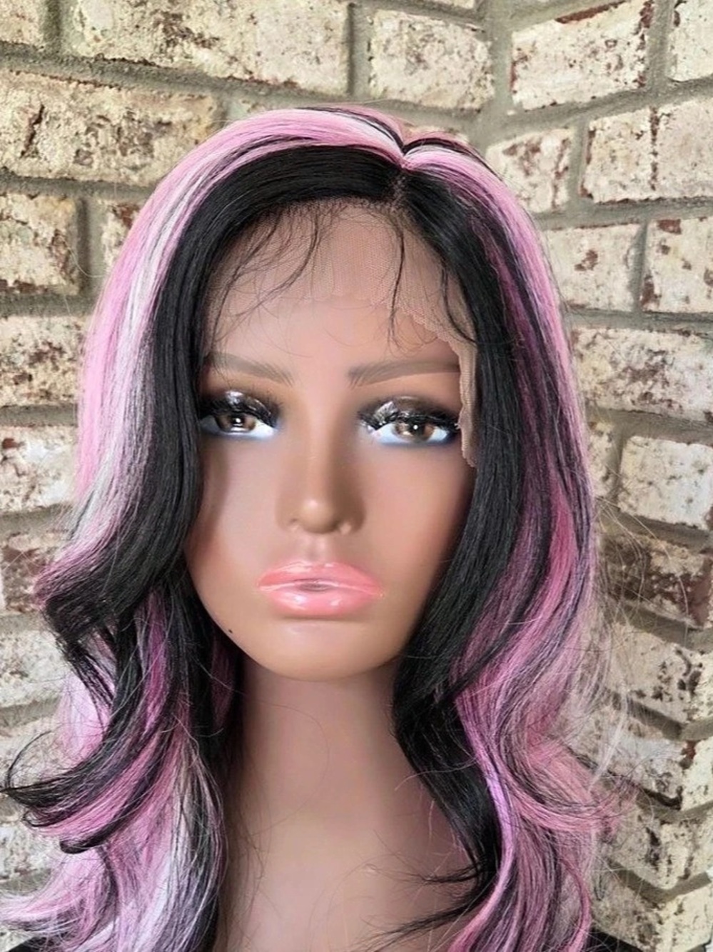 Pink & Black Wavy Lace Front Wig NWT